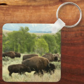 Wyoming Bison Nature Animal Fotografy Schlüsselanhänger (Rückseite)