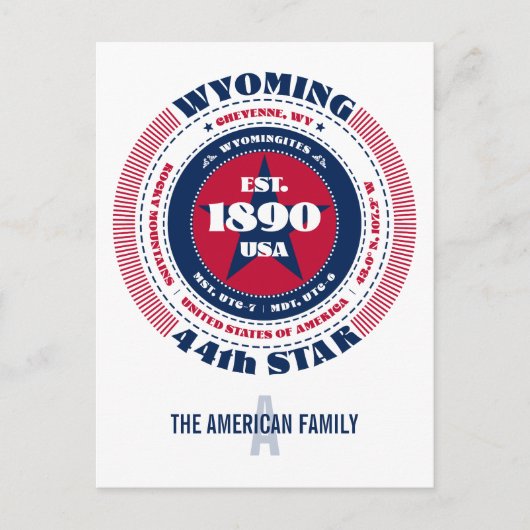 Wyoming, Cheyenne, WY, Patriotic, Monogram Postkarte (Vorderseite)