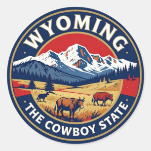 WYOMING Cowboy State Mountain Erbe Runder Aufkleber