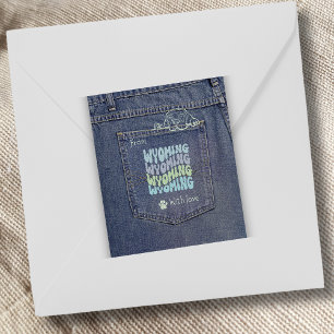 Wyoming Dog in Jean Pocket Classic SquareSticker Quadratischer Aufkleber