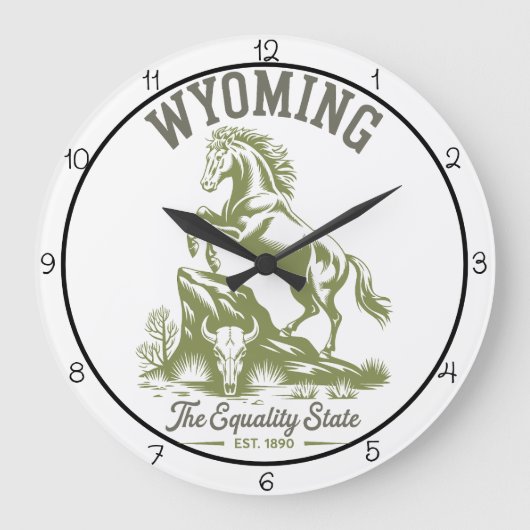 Wyoming Equality State Horse  Große Wanduhr (Vorderseite)