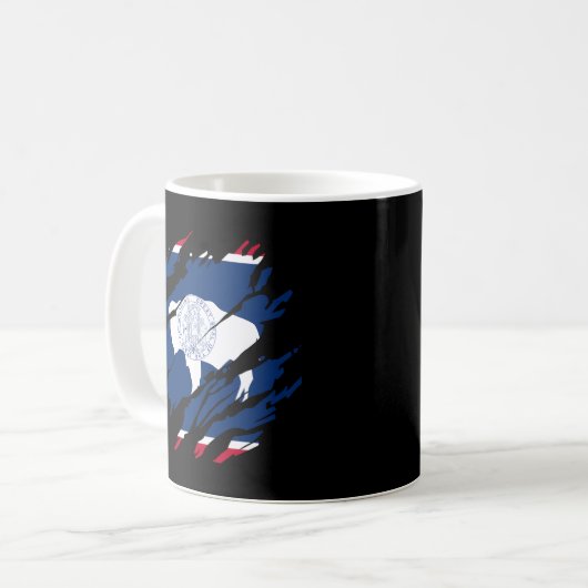 Wyoming Flag Pride Staat Bison Kaffeetasse (Vorderseite Links)