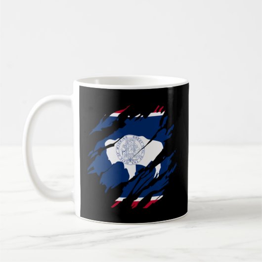 Wyoming Flag Pride Staat Bison Kaffeetasse (Links)
