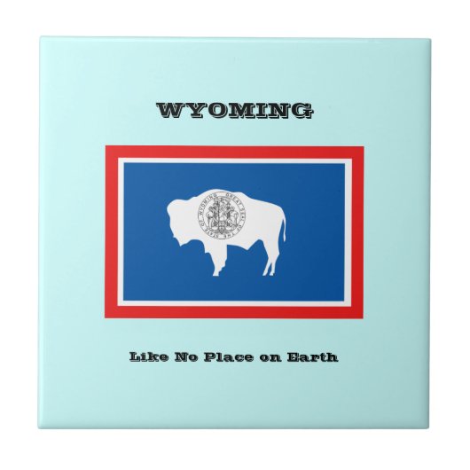 Wyoming Flag und Slogan Fliese (Vorderseite)