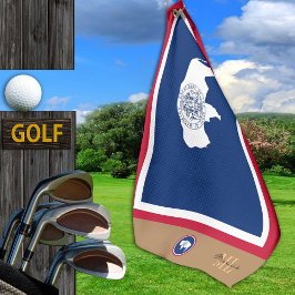 Wyoming Flag & Wyoming mit Monogramm / Golftücher Golfhandtuch