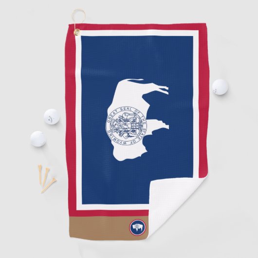 Wyoming Flag & Wyoming mit Monogramm / Golftücher Golfhandtuch (Insitu)