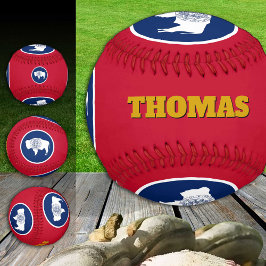 Wyoming Flag, Wyoming, Monogramm/Baseball Balls Baseball