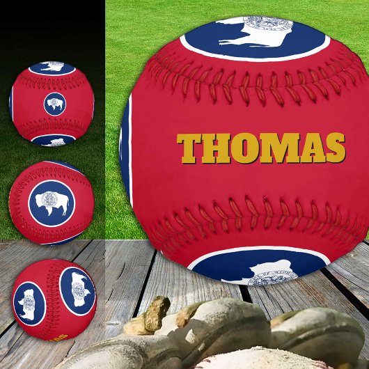 Wyoming Flag, Wyoming, Monogramm/Baseball Balls Baseball