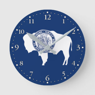 Wyoming-Flagge Runde Wanduhr