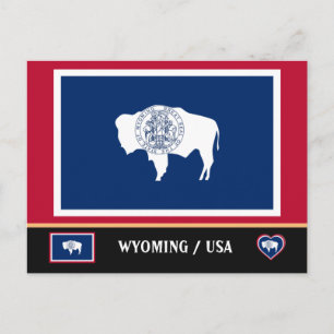 Wyoming-Flagge & Wyoming-Staat USA /Amerika Postkarte