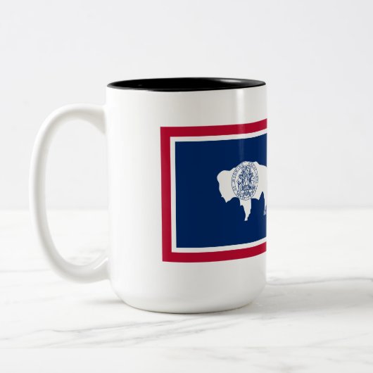 Wyoming-Flagge Zweifarbige Tasse (Links)