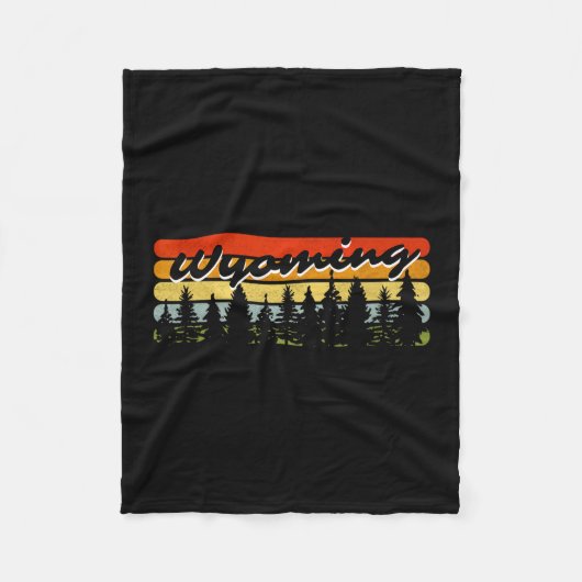 Wyoming Forest Sunset Trees Cabin Theme Souvenir Fleecedecke (Vorderseite)
