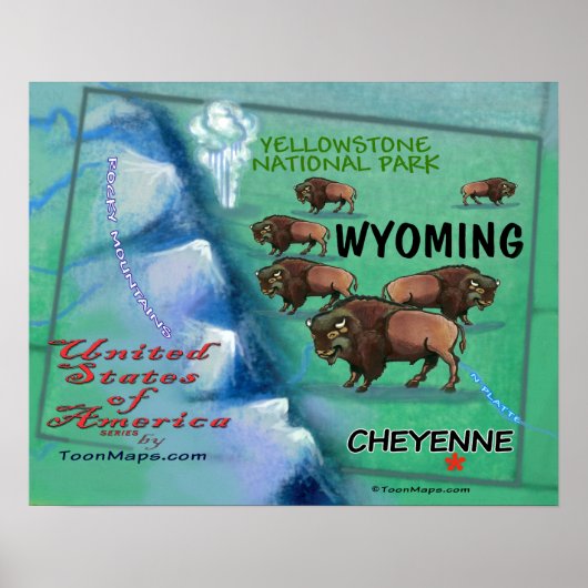 Wyoming Fun Map Poster (Vorne)