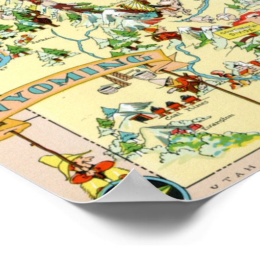 Wyoming Funny Vintag Map Poster (Ecke)
