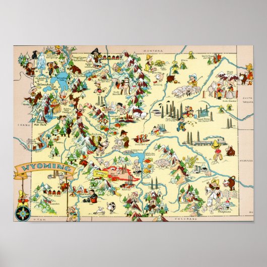 Wyoming Funny Vintag Map Poster (Vorne)