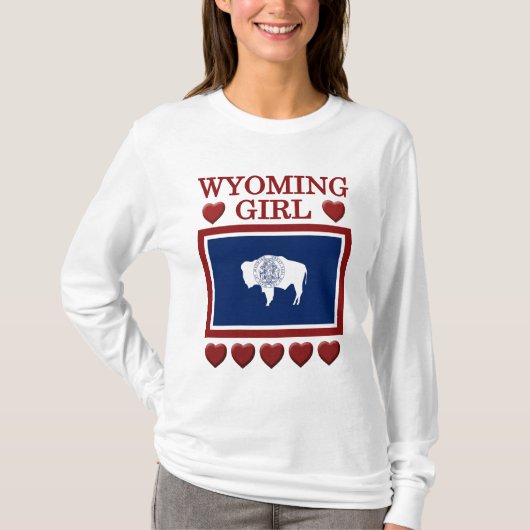 Wyoming Girl State Flag Hört T - Shirt (Vorderseite)