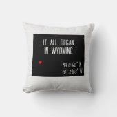 Wyoming GPS-Koordinaten mit Herz Kissen (Vorderseite)