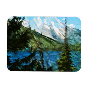 Wyoming Grand Teton Mountains Abstrakt Magnet