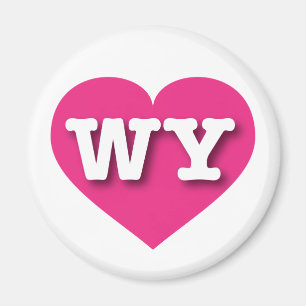 Wyoming Hot Pink Heart - I Liebe WY Magnet