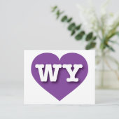 Wyoming Lila Heart - I Liebe WY Postkarte (Stehend Vorderseite)