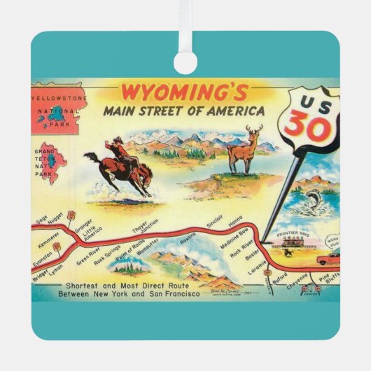 Wyoming Map Organisation Ornament Aus Metall (Vorderseite)