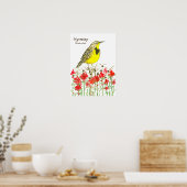 Wyoming Meadowlark Songbird Indian Paintbrush Poster (Küche)