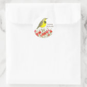 Wyoming Meadowlark Songbird-Wildblumen Runder Aufkleber (Tasche)