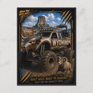 Wyoming Monster Truck Geländekunst Postkarte