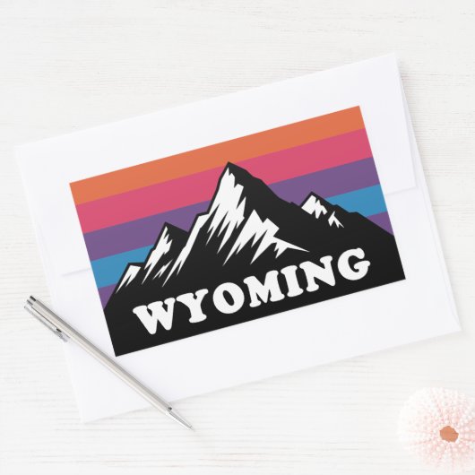 Wyoming Mountain Sunset Retro Aufkleber (Umschlag)