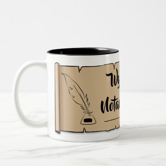 Wyoming Notary Public Scroll Feather Quill Zweifarbige Tasse (Links)