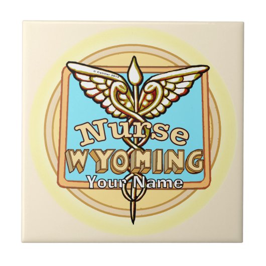 Wyoming Nurse Caduceus Tile Fliese (Vorderseite)