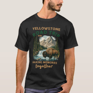 Wyoming-Radtour Bison Berg Wasserfall Familie T-Shirt