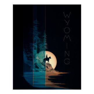 Wyoming, Reitsport, Vollmondaufstieg Poster