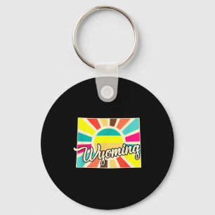 Wyoming Retro-Sonnenburst bunt Outdoor- und Schlüsselanhänger