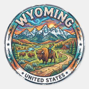 Wyoming Runder Aufkleber