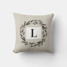 Wyoming Rustic Wreath Monogram Throw Pillow