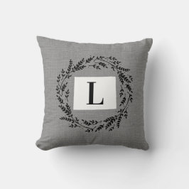 Wyoming Rustic Wreath Monogram Throw Pillow Kissen