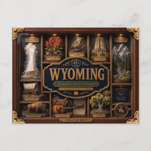 Wyoming Shadow Box 3D Figurine Staat Postkarte