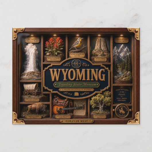 Wyoming Shadow Box 3D Figurine Staat Postkarte (Vorderseite)