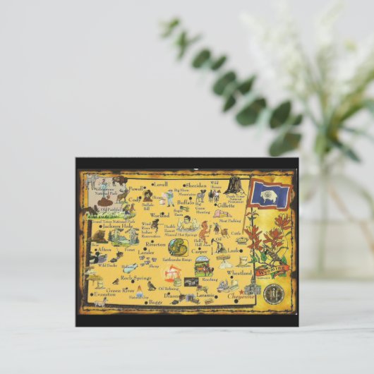 Wyoming Staat Karte Postkarte (Stehend Vorderseite)