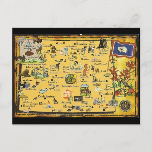 Wyoming Staat Karte Postkarte (Vorderseite)