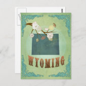 Wyoming Staat Map - Green Postkarte (Vorne/Hinten)