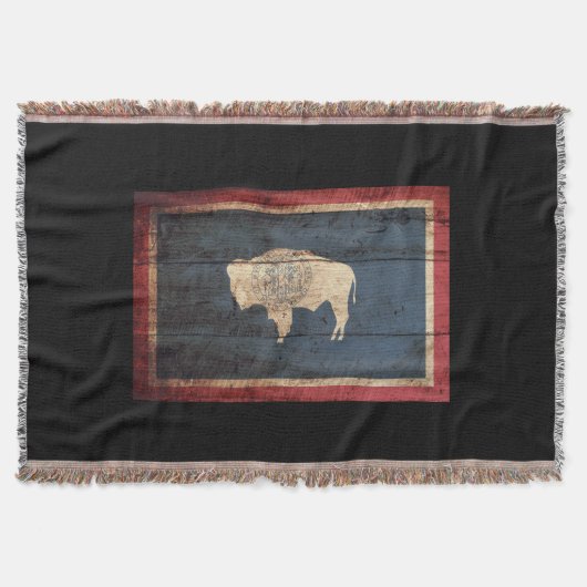 Wyoming-Staats-Flagge auf altem hölzernem Korn Decke (Vorderseite)