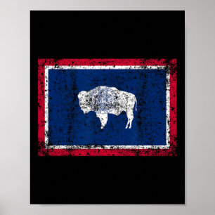 Wyoming Staatsflagge Vintage Männer Frauen Kinder Poster