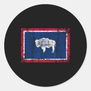 Wyoming Staatsflagge Vintage Männer Frauen Kinder Runder Aufkleber