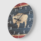 Wyoming State Flag auf altes Holzkörnchen Große Wanduhr (Winkel)