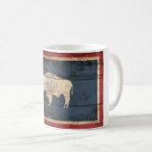 Wyoming State Flag auf altes Holzkörnchen Kaffeetasse (VorderseiteRechts)