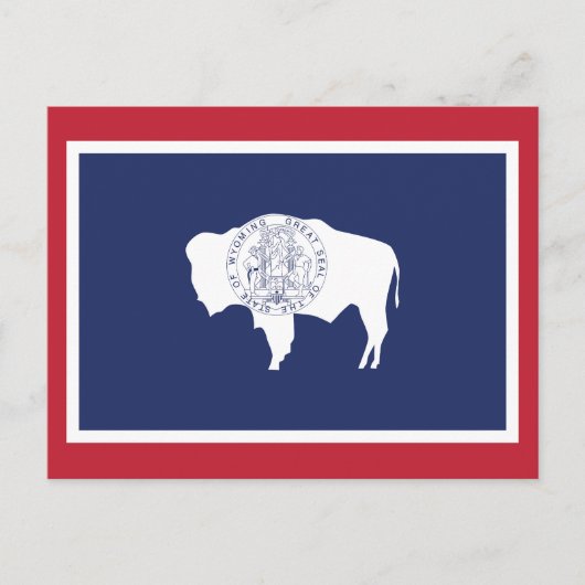 Wyoming State Flag Bison Red Border Postkarte (Vorderseite)