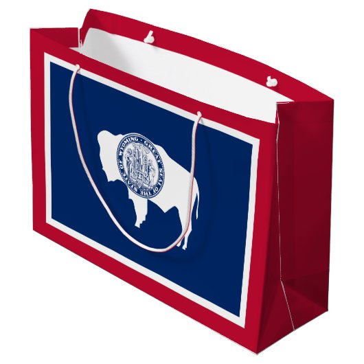 Wyoming State Flag Große Geschenktüte (Rückseite Schrägansicht)