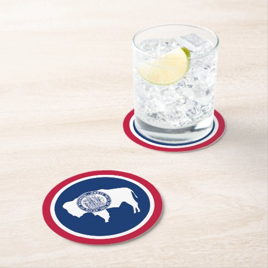 Wyoming State Flag Runder Pappuntersetzer (Vor Ort)